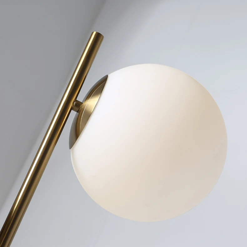 Contemporary Nordic Marble Metal & Glass Round 2-Light Standing Floor Lamp For Living Room & Bedroom