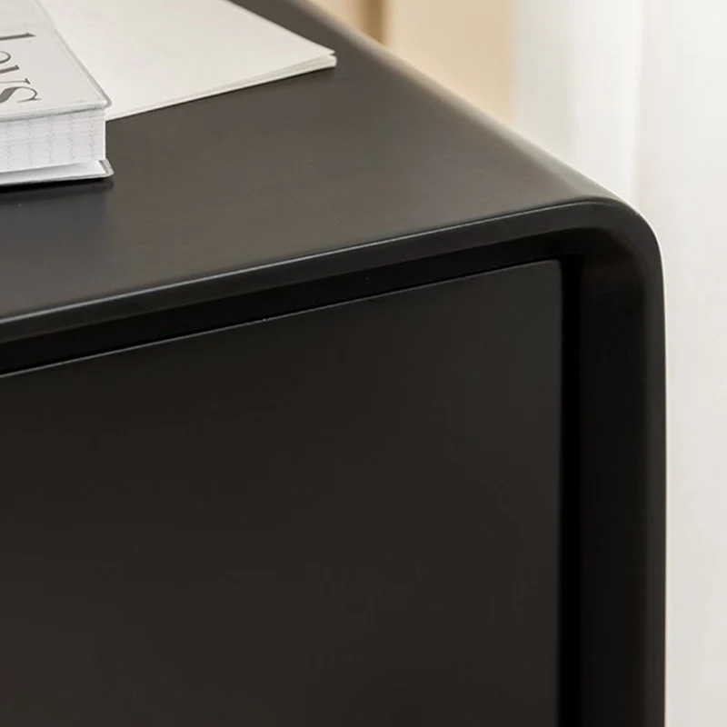 Contemporary Nordic Wood & Stainless Steel Rectangular Nightstand With 2 Drawers For Bedroom & Living Room