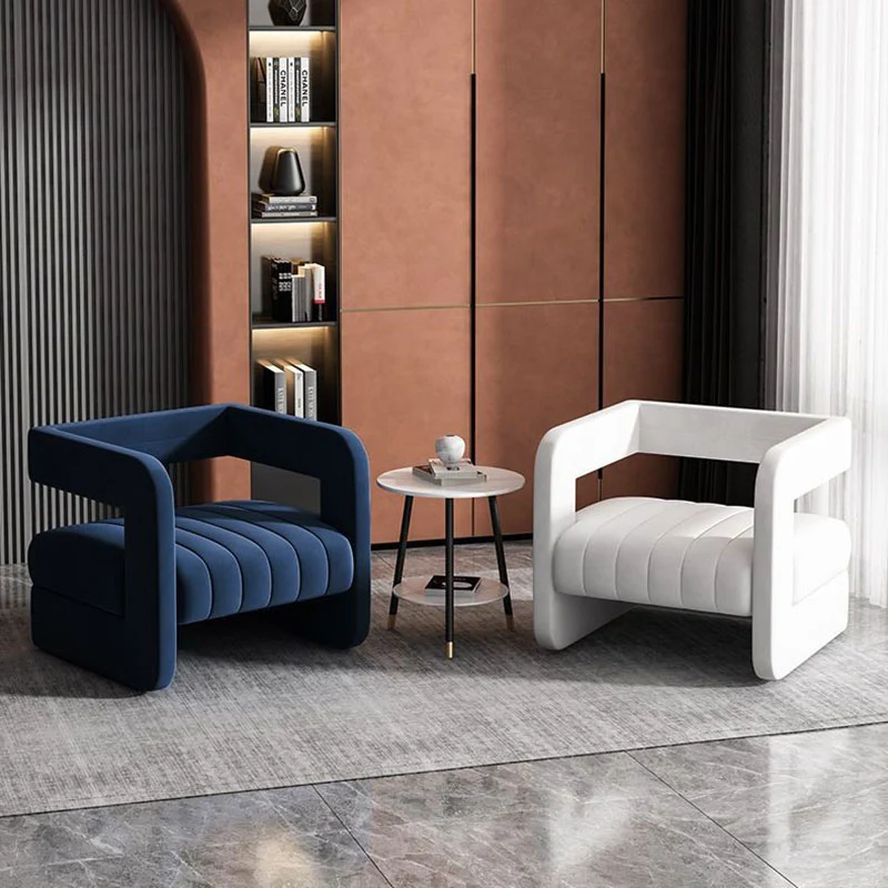 Contemporary Nordic Velvet & Metal Square Accent Chair For Bedroom & Living Room