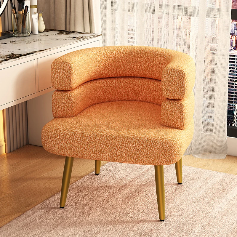 Contemporary Nordic Sherpa Fabric & Carbon Steel Curved Round Accent Chair For Bedroom & Living Room