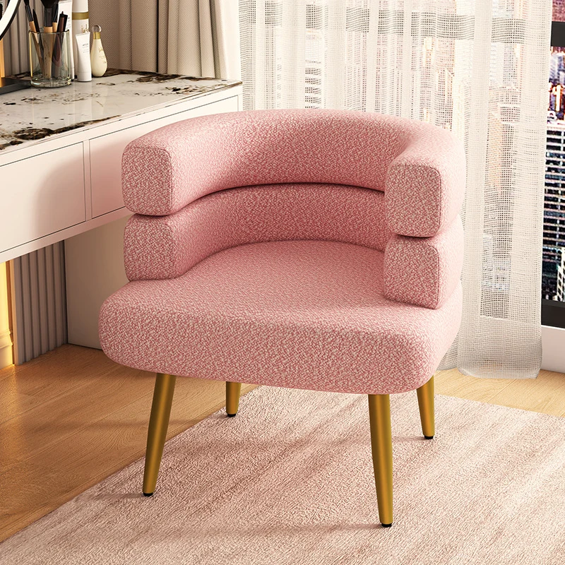 Contemporary Nordic Sherpa Fabric & Carbon Steel Curved Round Accent Chair For Bedroom & Living Room