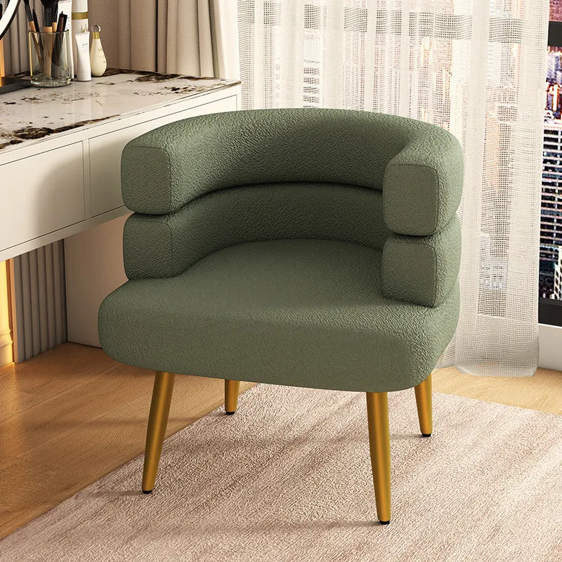 Contemporary Nordic Sherpa Fabric & Carbon Steel Curved Round Accent Chair For Bedroom & Living Room