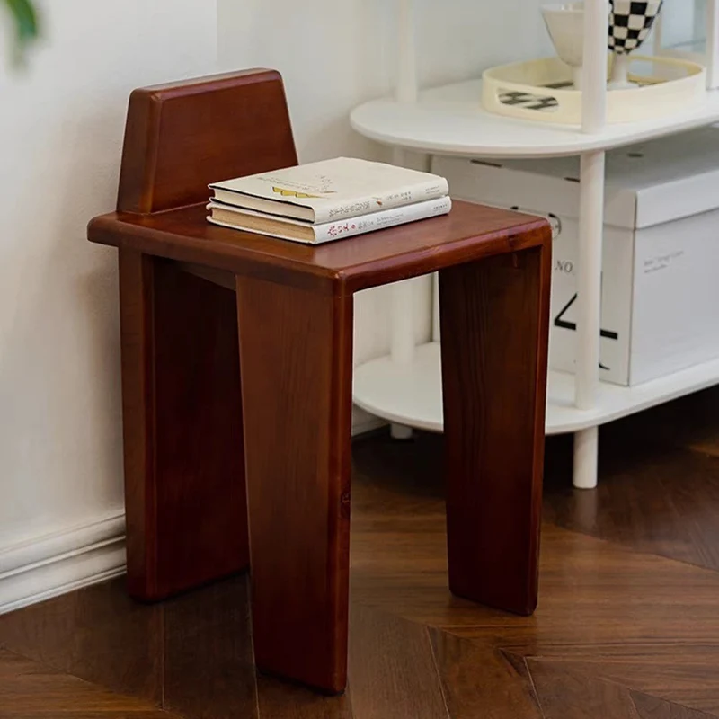 Traditional French Solid Wood Square Low Stool For Bedroom, Living Room & Dining Room