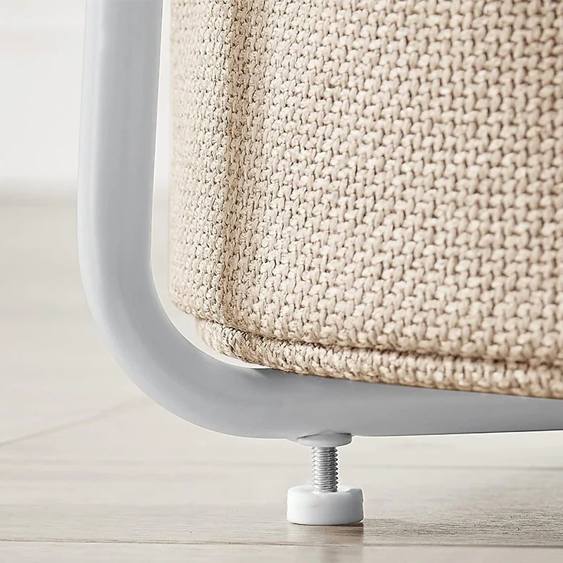 Modern Minimalist Metal Round Side Table With Fabric Basket Storage 2-Tier For Bedroom & Living Room