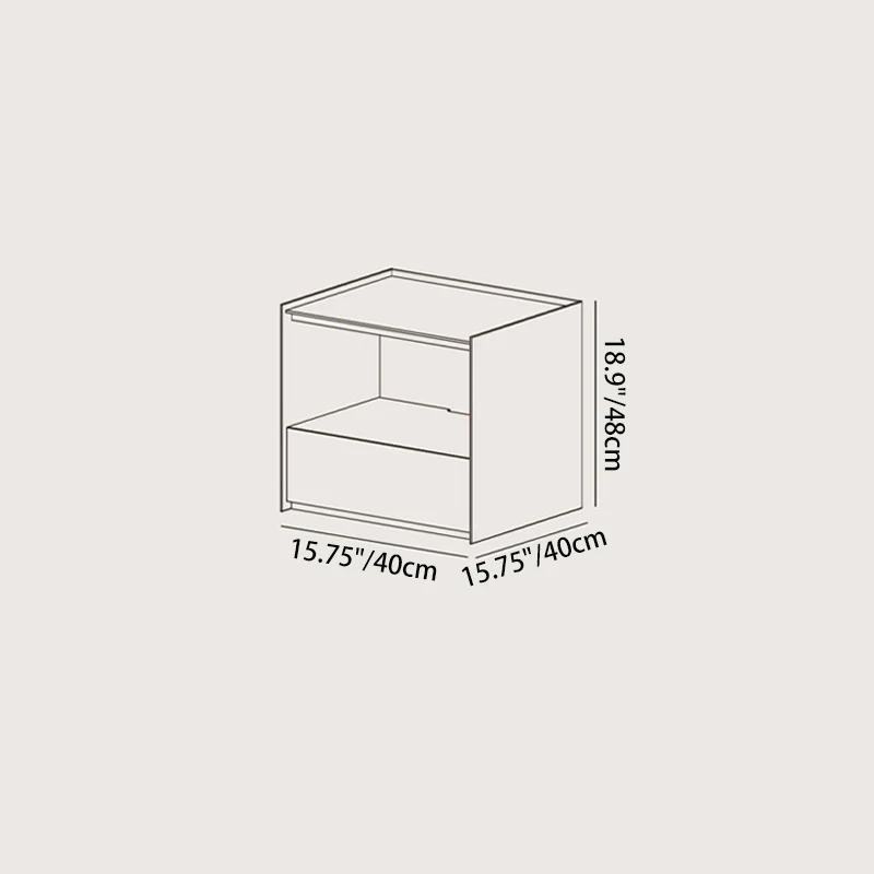 Contemporary Nordic Wood Square Nightstand With 1-Drawer Storage For Bedroom & Living Room