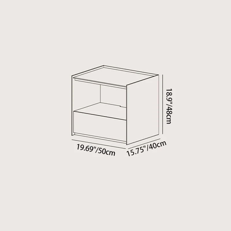 Contemporary Nordic Wood Square Nightstand With 1-Drawer Storage For Bedroom & Living Room