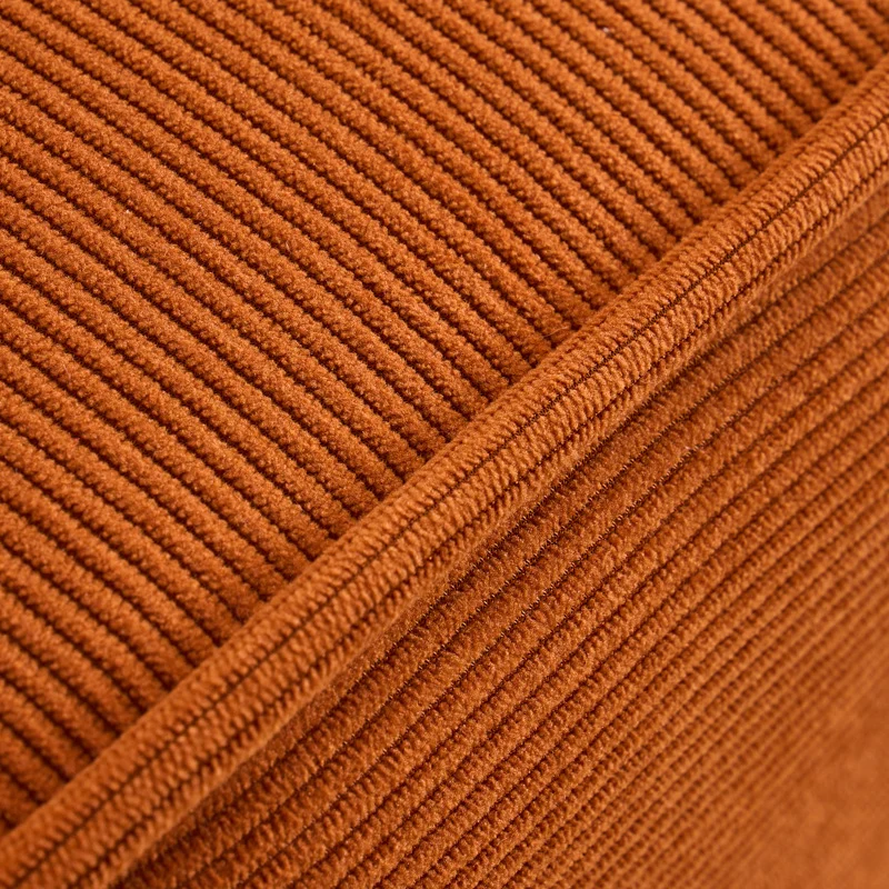 Traditional French Fabric, Corduroy & Wood Square Curved Accent Chair For Bedroom And Living Room