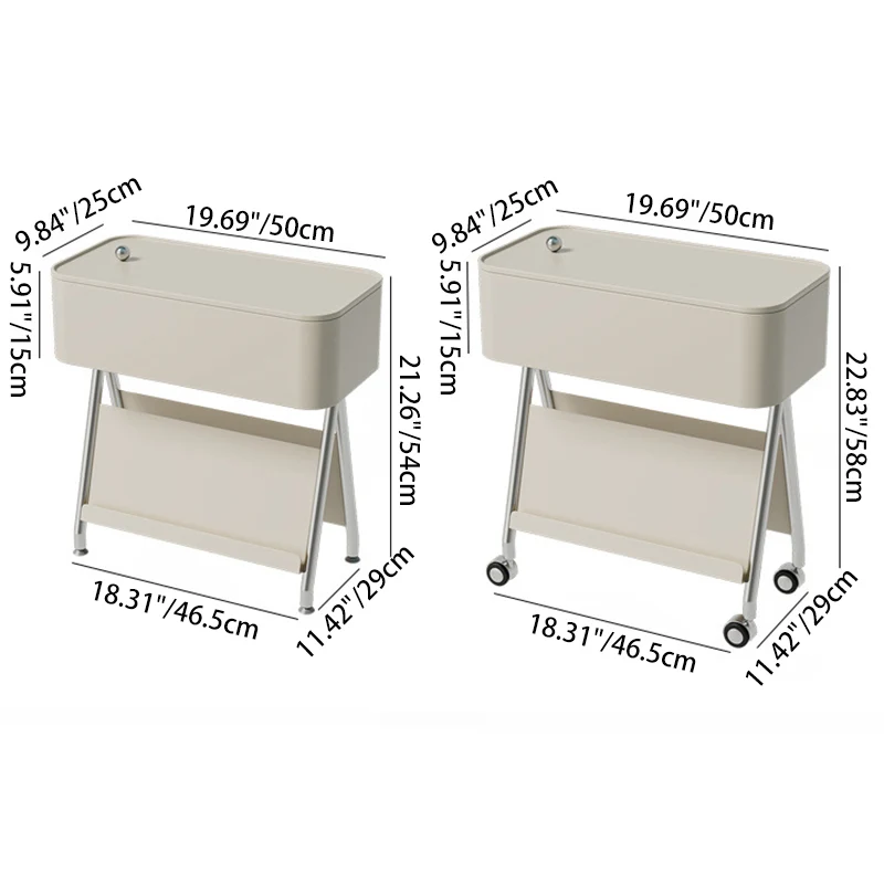 Contemporary Scandinavian Rotatable Plywood Iron Rectangular Tray Top Storage Cabinet Side Table Double-Sided Magazine Rack With Wheels For Living Room