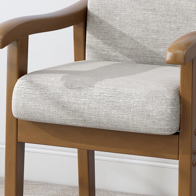 Modern Minimalist Fabric Rubber Wood Rounded Square Accent Chair With Backrest Armrest For Living Room