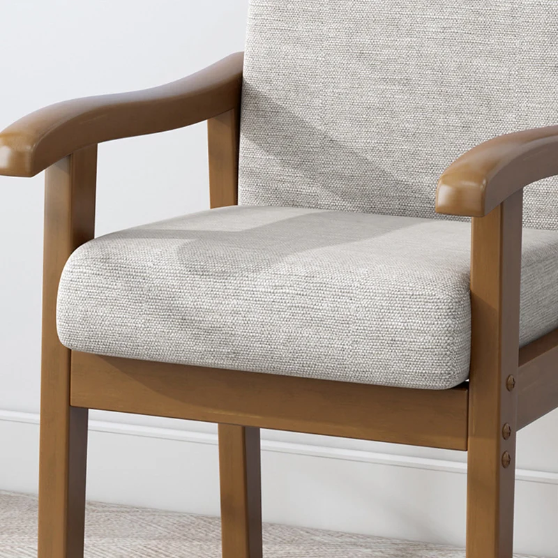 Modern Minimalist Fabric Rubber Wood Rounded Square Accent Chair With Backrest Armrest For Living Room