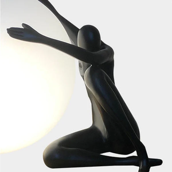 Modern Art Deco Person Embracing Sitting Ball Resin PE 1-Light Table Lamp For Bedroom
