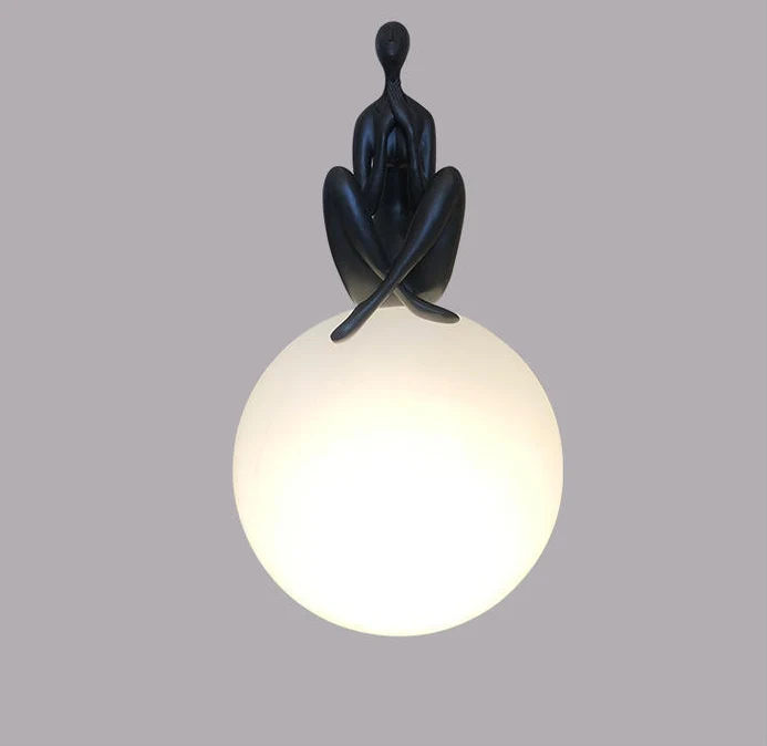 Modern Art Deco Person Embracing Sitting Ball Resin PE 1-Light Table Lamp For Bedroom