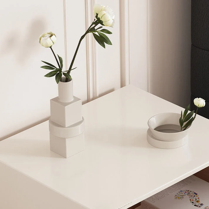 Modern Luxury Medium-Density Fiberboard Wood Stainless Steel Ball-Shaped Square Nightstand 2-Drawer For Bedroom