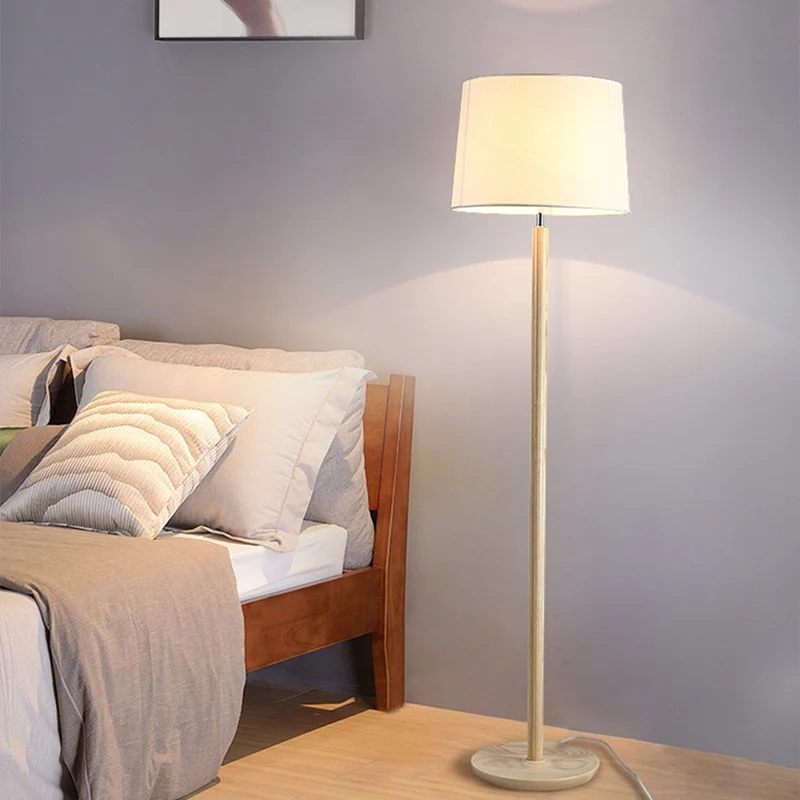 Modern Minimalist Cylindrical Ash Iron Fabric 1-Light Standing Floor Lamp For Bedroom