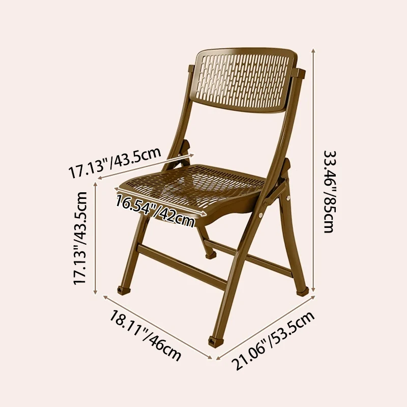 Modern Simplicity Grid Metal Carbon Steel Resin Foldable Desk Chair Backrest Armless For Home Office