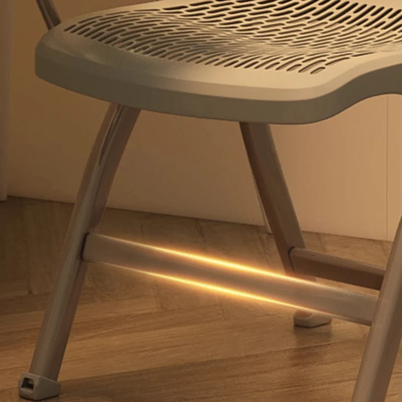 Modern Simplicity Grid Metal Carbon Steel Resin Foldable Desk Chair Backrest Armless For Home Office