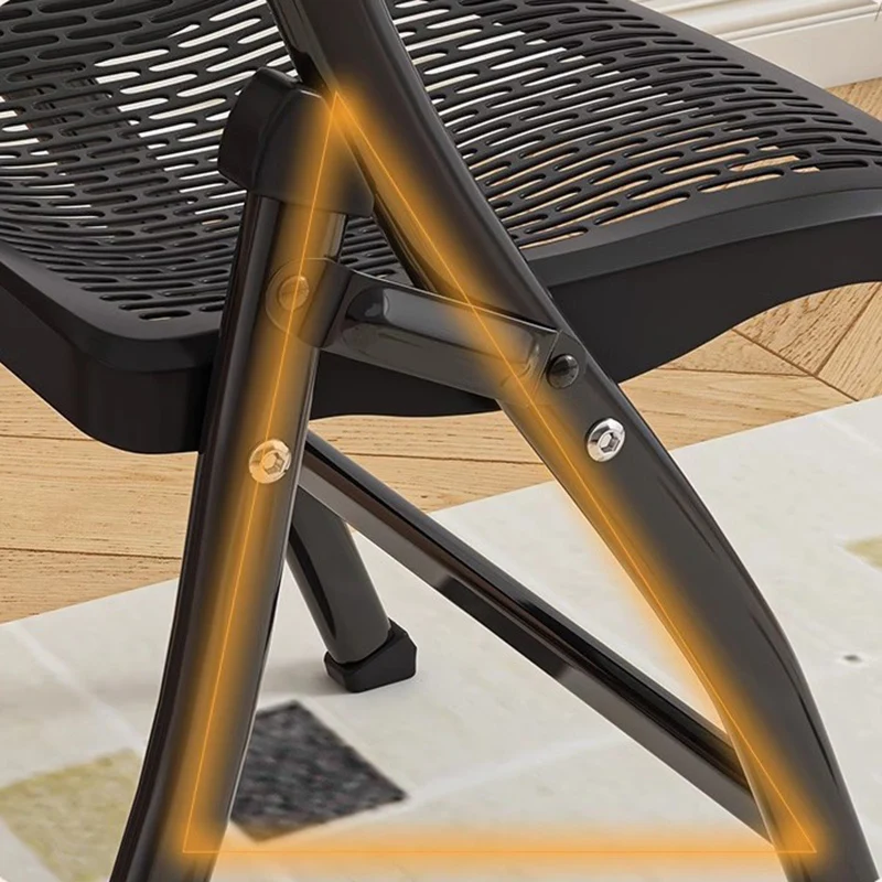 Modern Simplicity Grid Metal Carbon Steel Resin Foldable Desk Chair Backrest Armless For Home Office