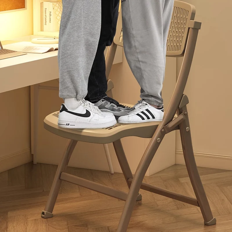 Modern Simplicity Grid Metal Carbon Steel Resin Foldable Desk Chair Backrest Armless For Home Office