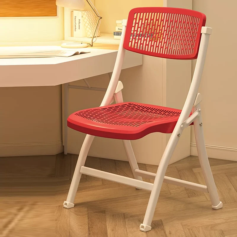 Modern Simplicity Grid Metal Carbon Steel Resin Foldable Desk Chair Backrest Armless For Home Office
