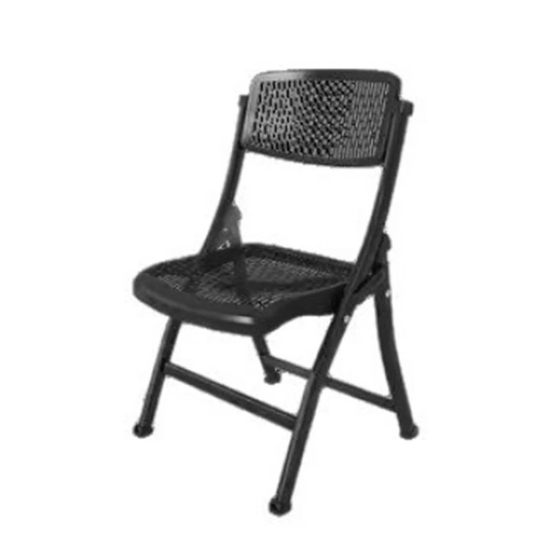 Modern Simplicity Grid Metal Carbon Steel Resin Foldable Desk Chair Backrest Armless For Home Office
