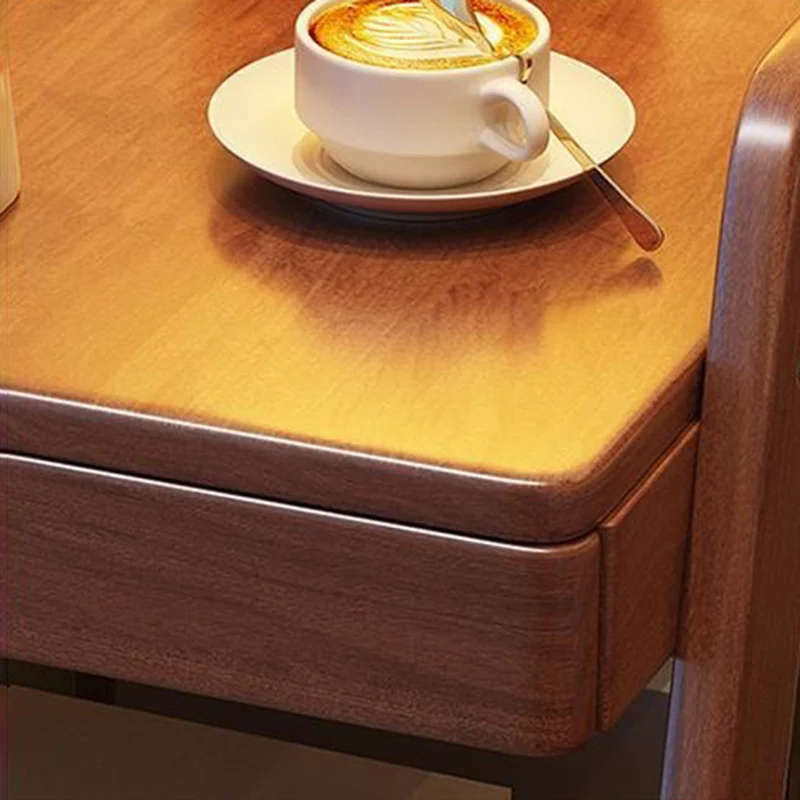 Modern Minimalist Trapezoid Rubberwood Pine Wood Movable End Table 2-Tier For Bedroom