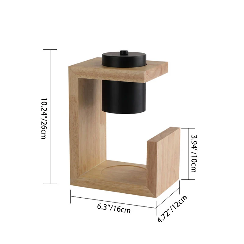 Traditional Japanese Iron Wood Linear 2-Light Melting Wax Table Lamp For Bedroom