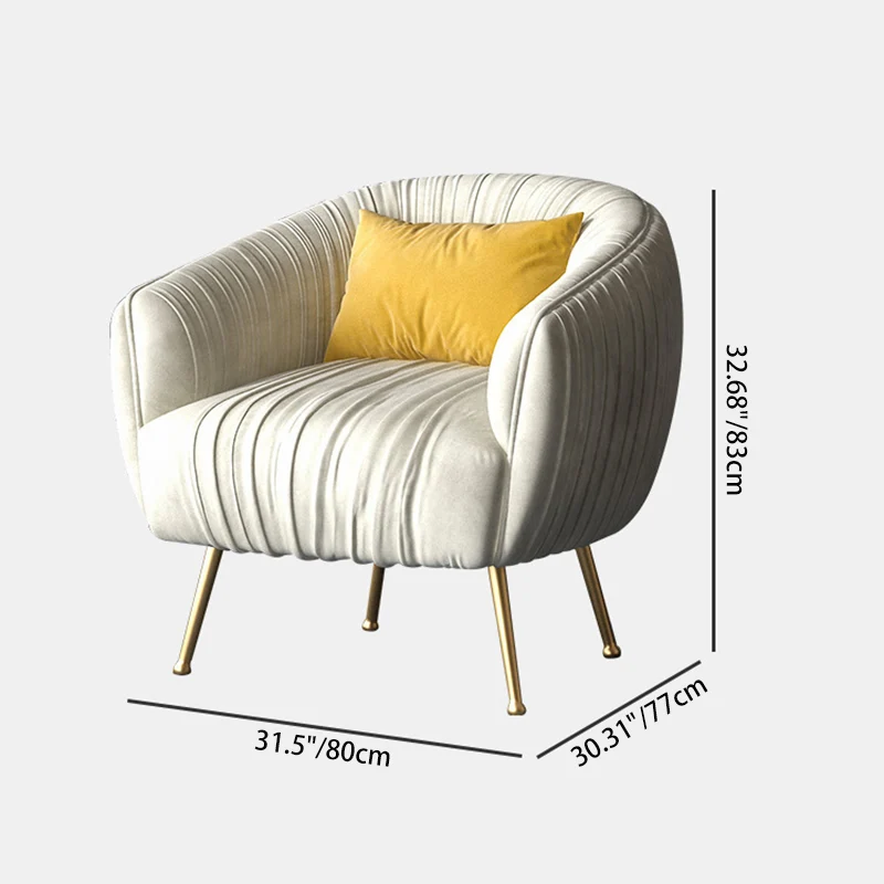 Contemporary Scandinavian Square Curved Velvet Eucalyptus Wood Iron Accent Chair Lounge Chair For Living Room