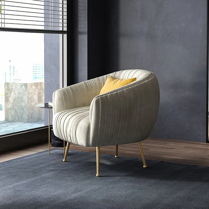 Contemporary Scandinavian Square Curved Velvet Eucalyptus Wood Iron Accent Chair Lounge Chair For Living Room