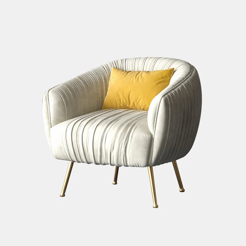 Contemporary Scandinavian Square Curved Velvet Eucalyptus Wood Iron Accent Chair Lounge Chair For Living Room