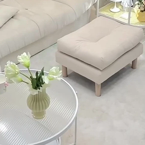 Contemporary Scandinavian Rectangular Snowflake Technology Cloth Velvet Plywood Low Stool Footstool For Living Room