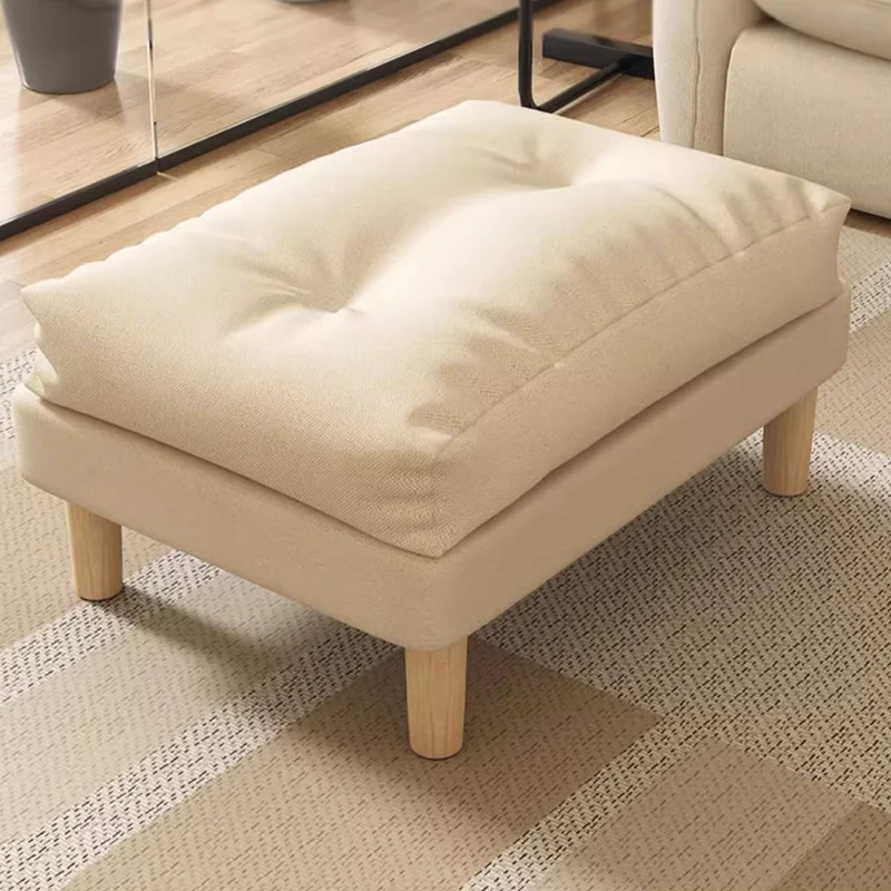 Contemporary Scandinavian Rectangular Snowflake Technology Cloth Velvet Plywood Low Stool Footstool For Living Room