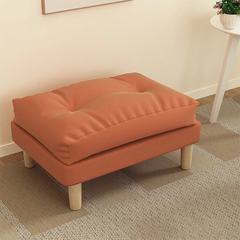 Contemporary Scandinavian Rectangular Snowflake Technology Cloth Velvet Plywood Low Stool Footstool For Living Room