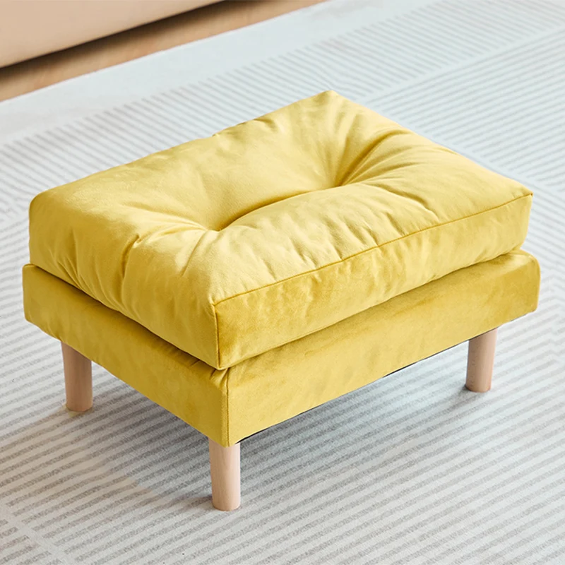 Contemporary Scandinavian Rectangular Snowflake Technology Cloth Velvet Plywood Low Stool Footstool For Living Room