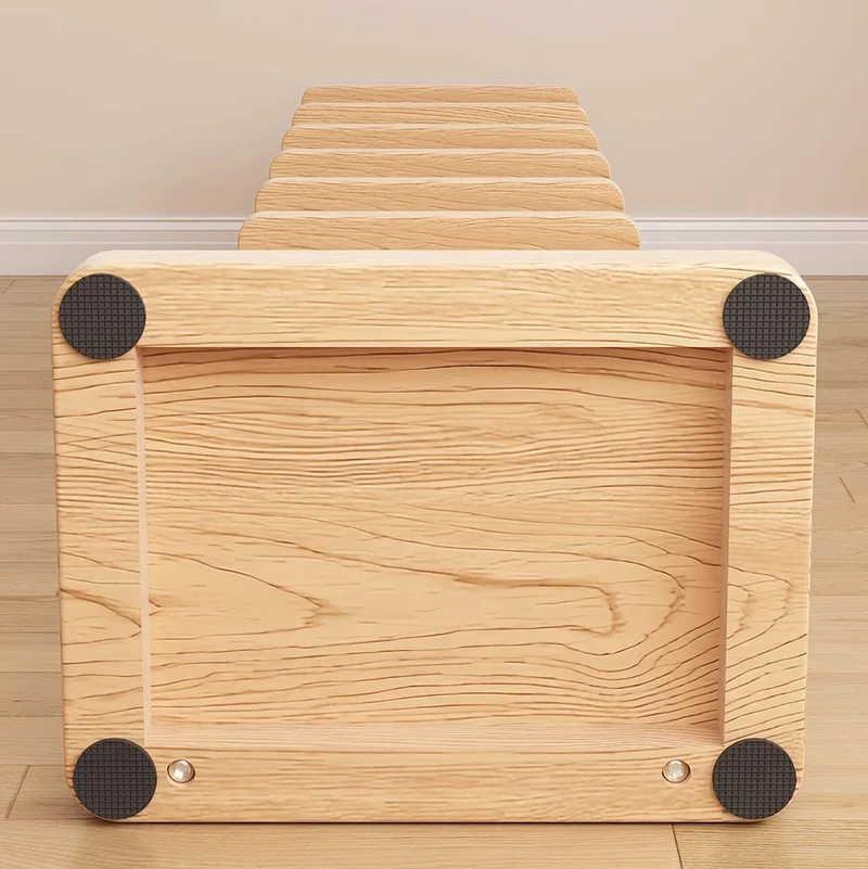 Traditional Japanese Rubber Wood Corner Bookshelves 5/9-Tier Standing Shelves For Study