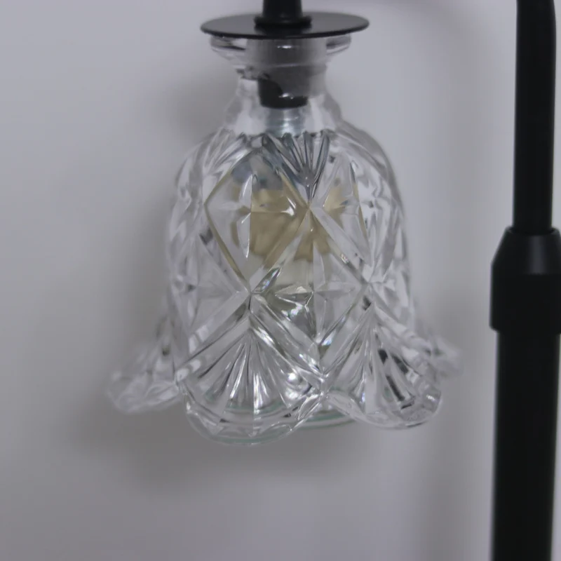 Modern Minimalist Flower Iron Glass Wood 1-Light Aromatherapy Melting Wax Table Lamp For Bedroom