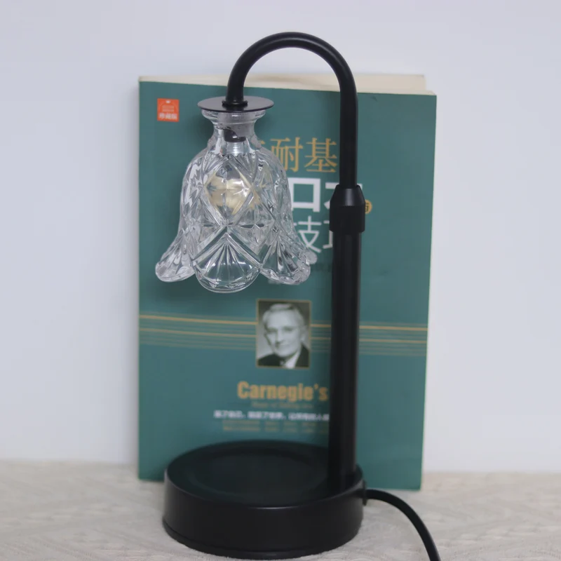 Modern Minimalist Flower Iron Glass Wood 1-Light Aromatherapy Melting Wax Table Lamp For Bedroom