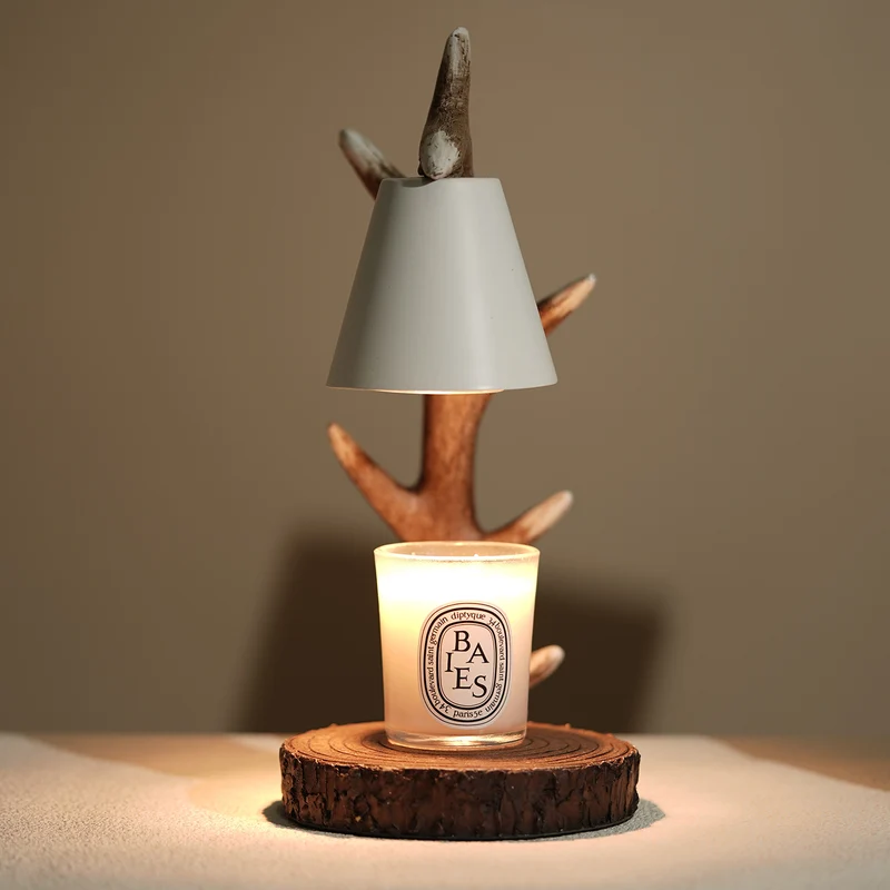Modern Art Deco Antler Resin Hardware 1-Light Aromatherapy Melting Wax Table Lamp For Bedroom