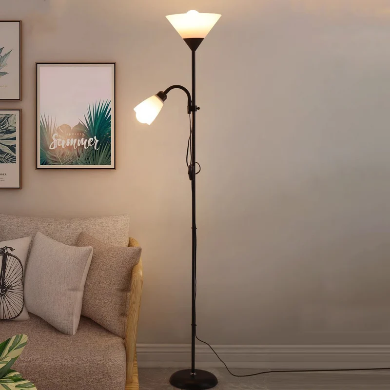 Modern Minimalist Inverted Triangle Iron Silicone PVC 2-Light Standing Floor Lamp For Living Room