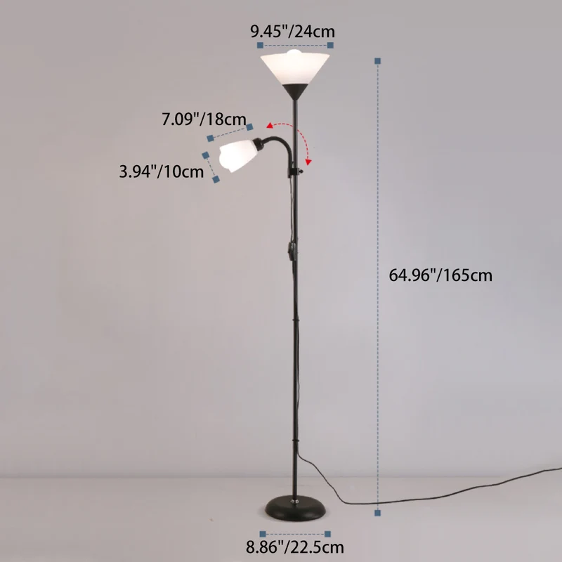 Modern Minimalist Inverted Triangle Iron Silicone PVC 2-Light Standing Floor Lamp For Living Room