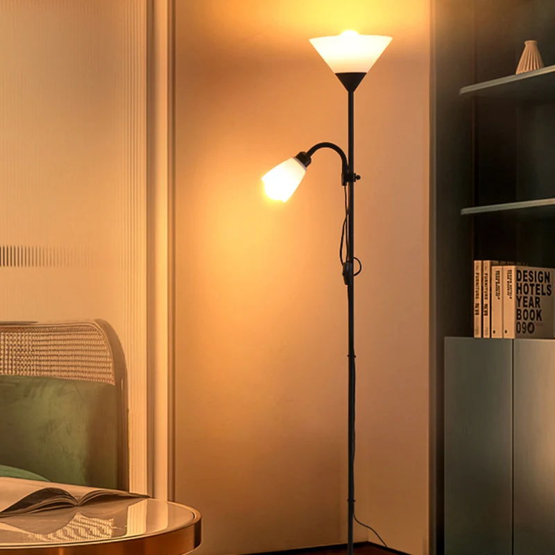 Modern Minimalist Inverted Triangle Iron Silicone PVC 2-Light Standing Floor Lamp For Living Room