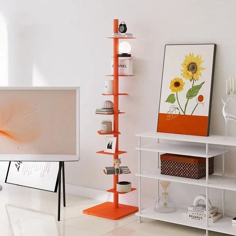 Contemporary Nordic Carbon Steel Vertical Square Bookshelf For Home Office & Living Room