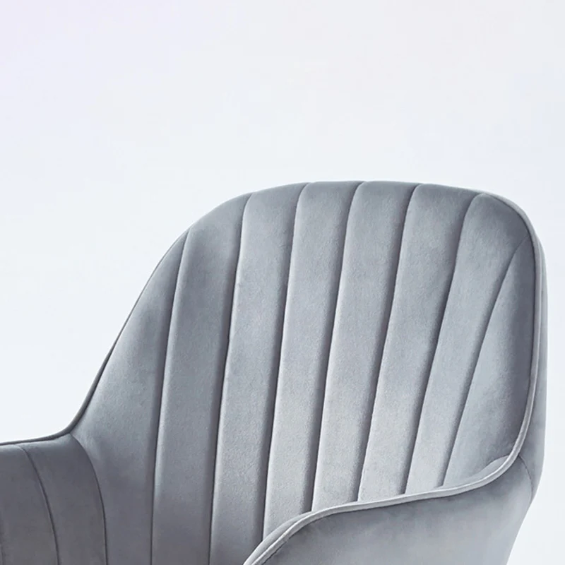 Modern Minimalist Velvet & Metal Square Desk Chair With Swivel & Height Adjustment For Home Office