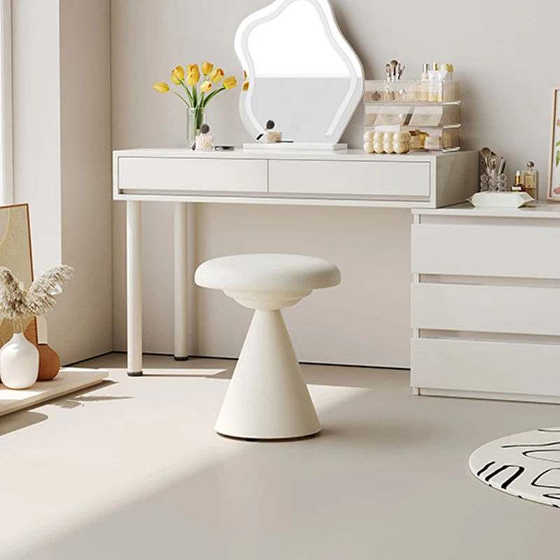Modern Minimalist PU Leather & Iron Mushroom Cone Vanity Stool For Bedroom & Living Room