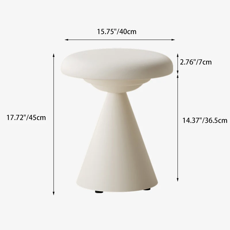 Modern Minimalist PU Leather & Iron Mushroom Cone Vanity Stool For Bedroom & Living Room