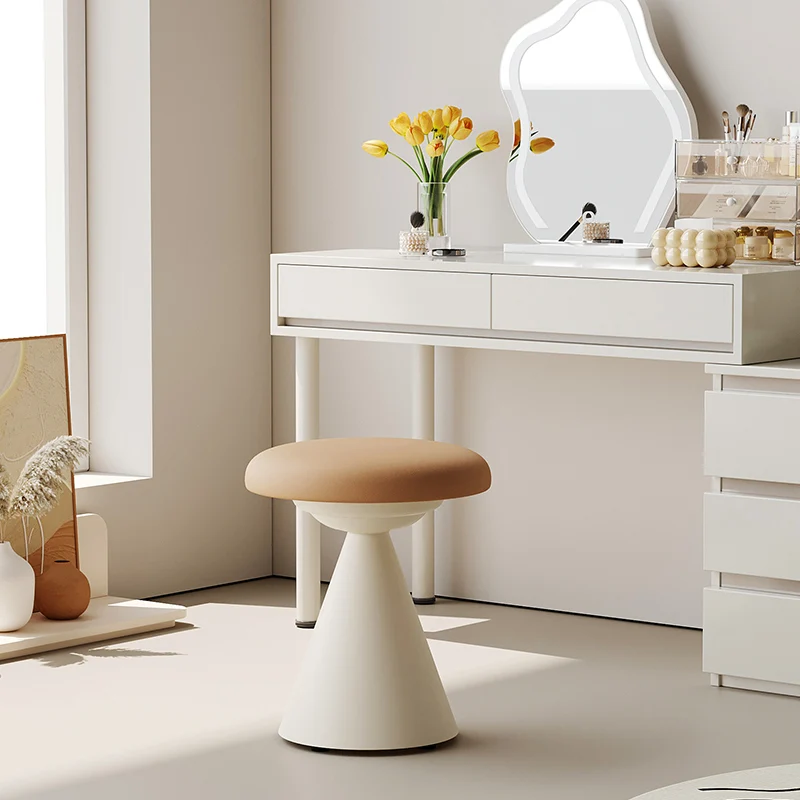 Modern Minimalist PU Leather & Iron Mushroom Cone Vanity Stool For Bedroom & Living Room