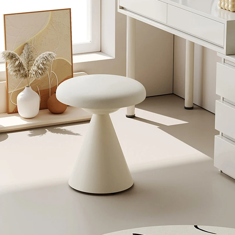 Modern Minimalist PU Leather & Iron Mushroom Cone Vanity Stool For Bedroom & Living Room