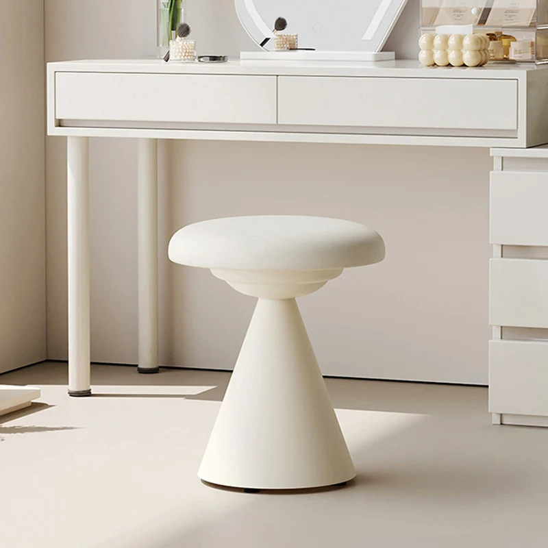Modern Minimalist PU Leather & Iron Mushroom Cone Vanity Stool For Bedroom & Living Room