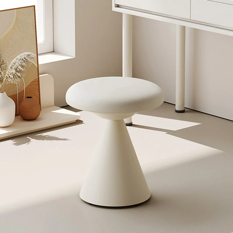 Modern Minimalist PU Leather & Iron Mushroom Cone Vanity Stool For Bedroom & Living Room