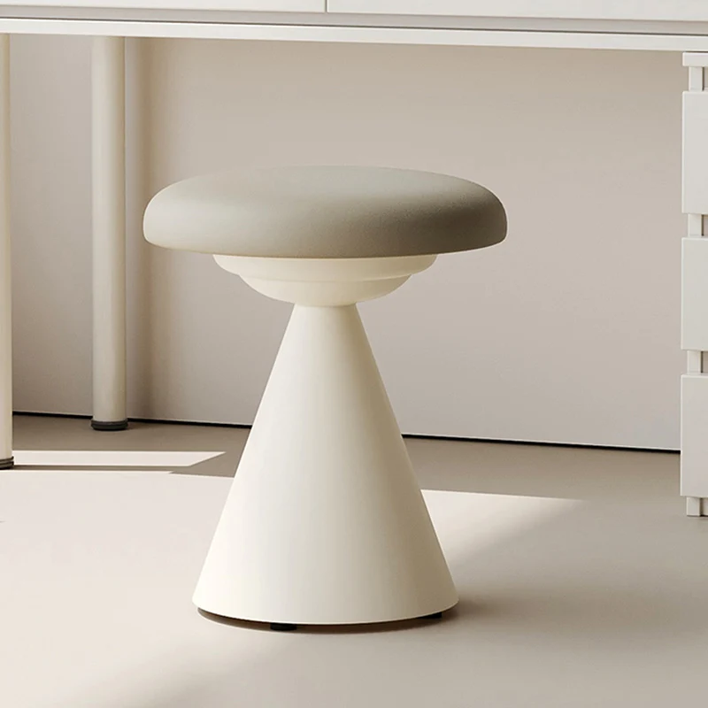 Modern Minimalist PU Leather & Iron Mushroom Cone Vanity Stool For Bedroom & Living Room