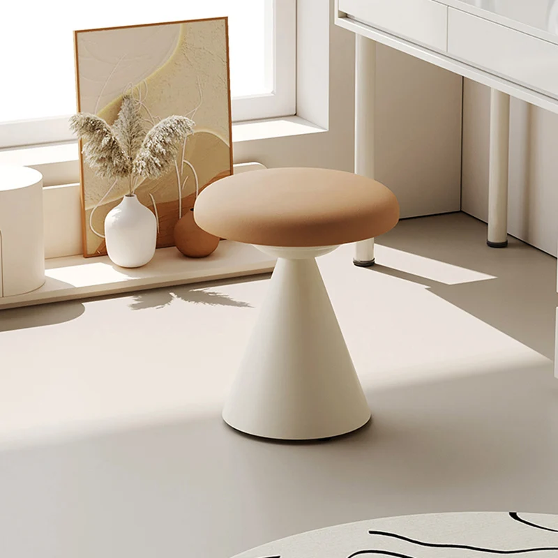 Modern Minimalist PU Leather & Iron Mushroom Cone Vanity Stool For Bedroom & Living Room